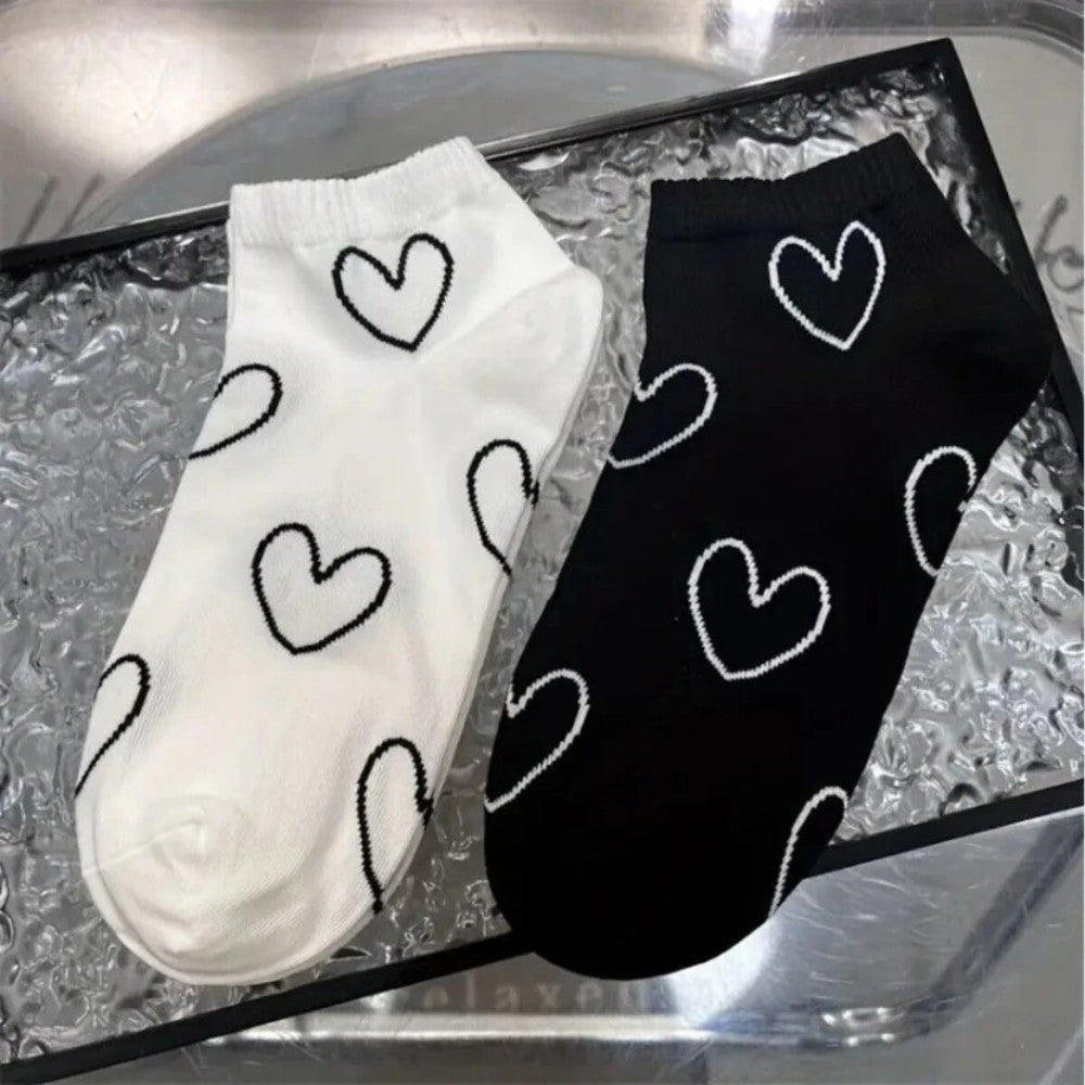 Kadın 4 Çift Premium Kalite Kalp Desenli Patik Çorap Çok Renkli