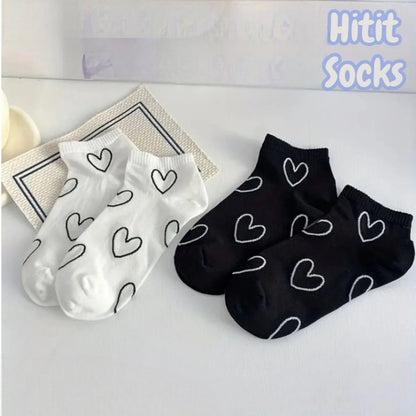 Kadın 4 Çift Premium Kalite Kalp Desenli Patik Çorap Çok Renkli