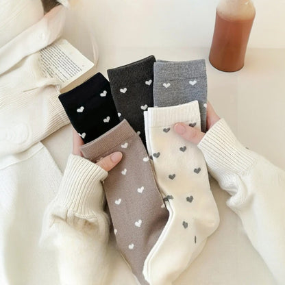 Kadın 5 Çift Premium Kalite Kalpli Tenis Çorap Çok Renkli