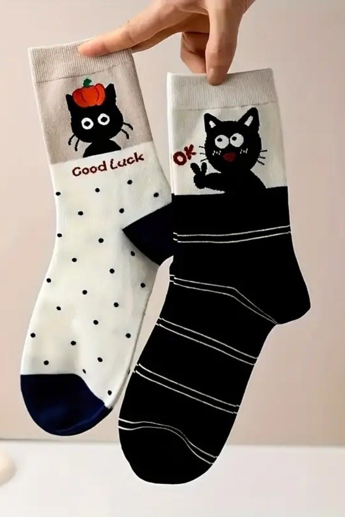 Kadın 4 Çift Premium Kalite Parfümlü Kedi Figürlü Soket Çorap 4 Mevsim