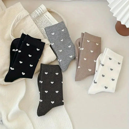 Kadın 5 Çift Premium Kalite Kalpli Tenis Çorap Çok Renkli
