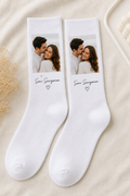 Hitit Socks Kişiye Özel Baskılı Çorap 1 Çift Premium Kalite Beyaz