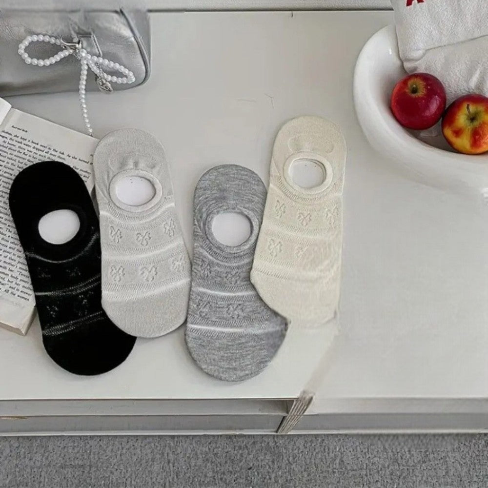 Kadın 4 Çift Premium Kalite Kelebek Desenli Babet Çorap