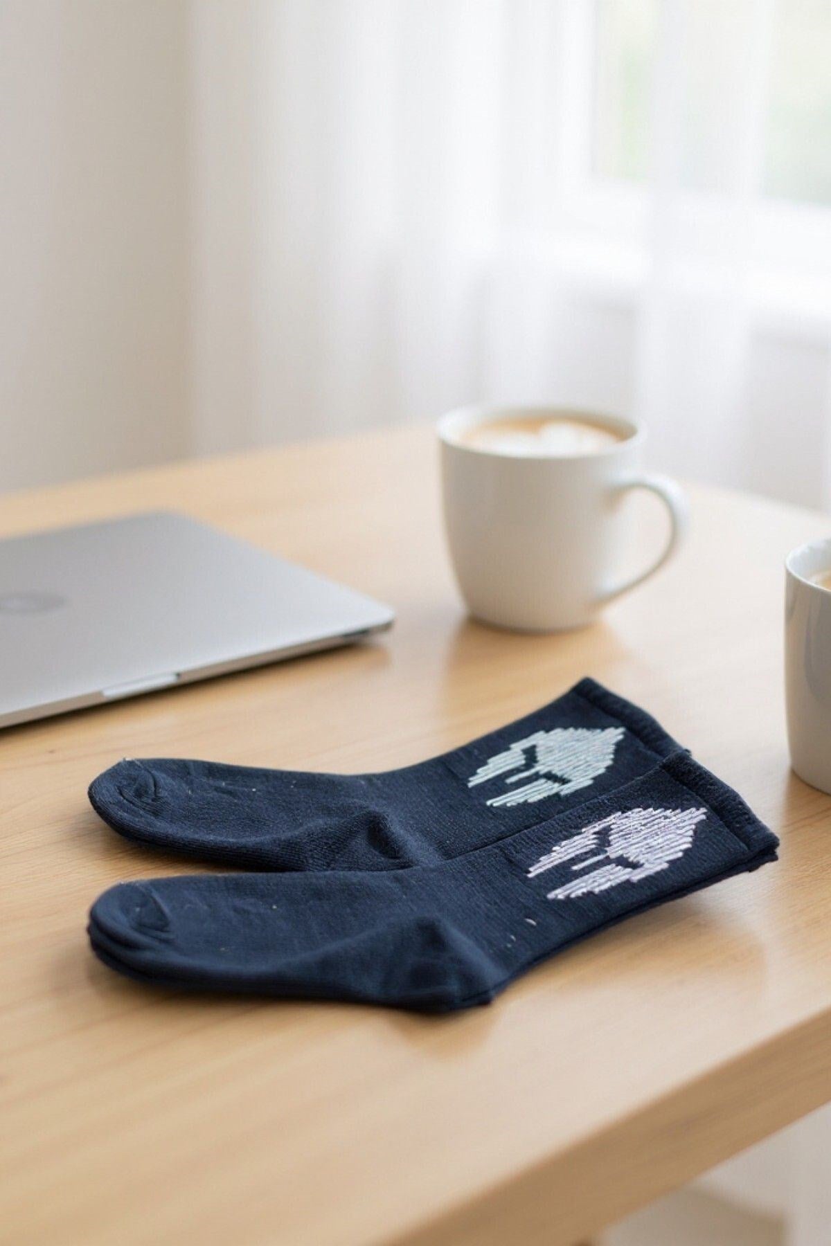 Erkek 4 Çift Premium Kalite Miğfer Desenli Kolej Çorap Siyah