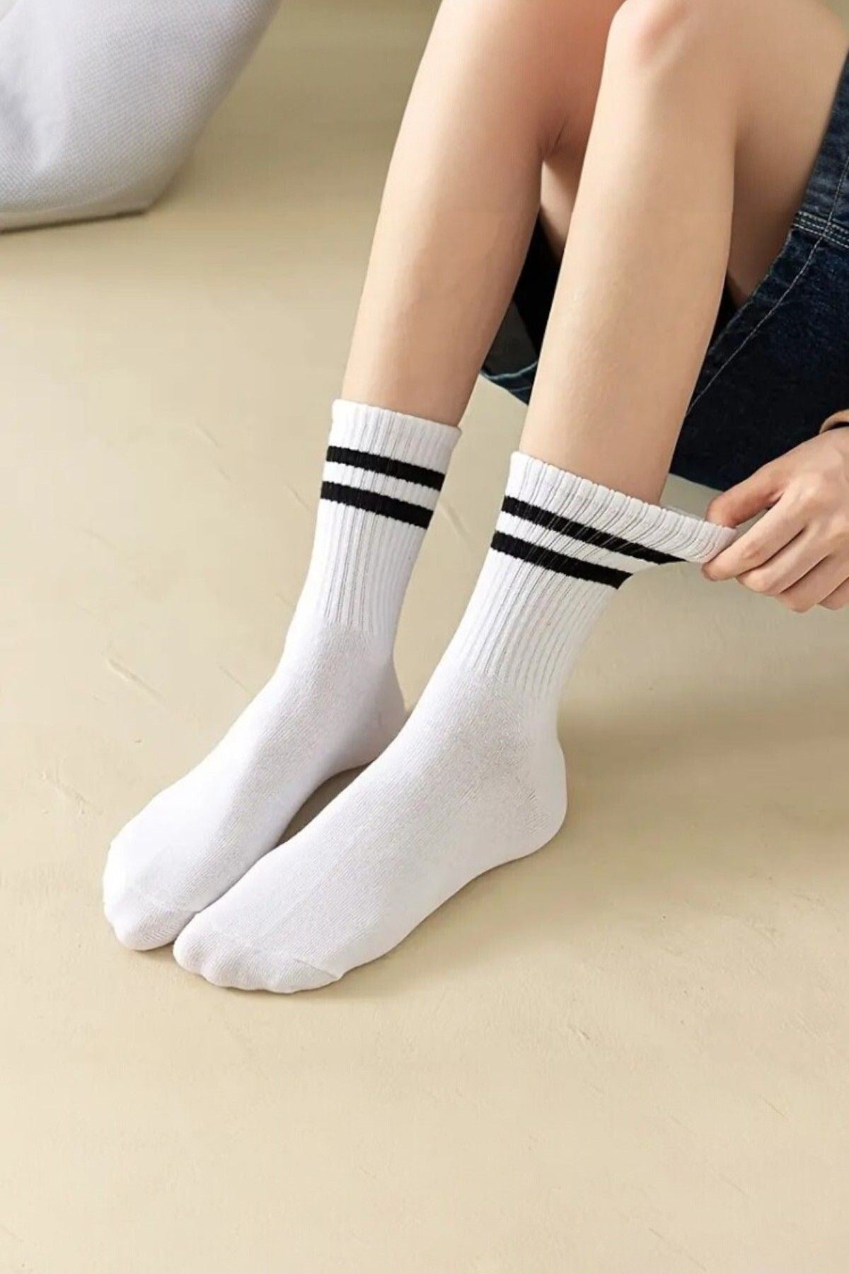 Unisex 5 Çift Premium Kalite Yüksek Pamuklu Kolej Çorap