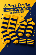 Hitit Socks Taraftar Çorap Hediye Seti 6 Parça Uzun Çorap Patik Çorap ve Bileklik Set