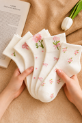 Hitit Socks Kadın 5 Çift Premium Kalite Çiçek ve Fiyonk Desenli Kolej Çorap